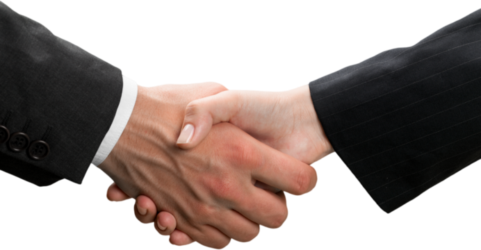 Closeup of Two Business People Shaking Hands