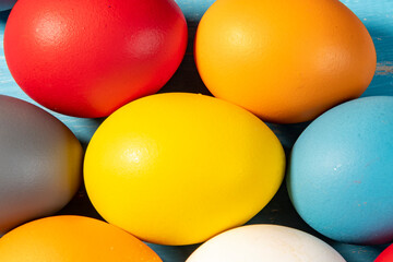 eggs painted in different colors to symbolize the passage of Christian Easter