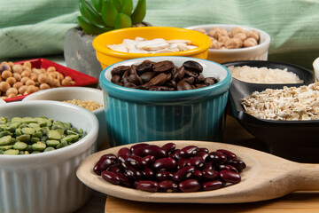 variety of legume seeds in bowls
