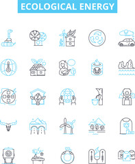 ecological energy vector line icons set. Eco-energy, Sustainable-energy, Renewable-energy, Biofuel, Solar-power, Wind-energy, Hydropower illustration outline concept symbols and signs