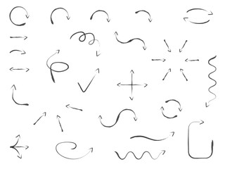 set of hand drawn arrows with editable strokes 