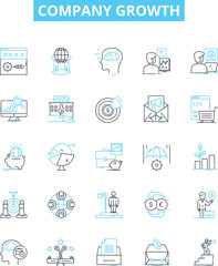 Company growth vector line icons set. Growth, Expansion, Profits, Mergers, Expansion, Expansion, Investment illustration outline concept symbols and signs