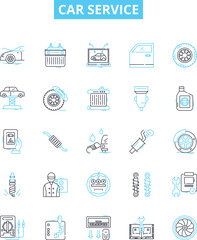 Car Service vector line icons set. Car, Service, Repair, Mechanics, Maintenance, Oil, Tune-up illustration outline concept symbols and signs