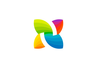 colorfull butterfly logo concept letter N