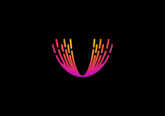 Obraz premium gravity impact from meteor explosion with letter V logo concept