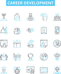 Career development vector line icons set. Career, Development, Advancing, Training, Progression, Promotion, Growth illustration outline concept symbols and signs