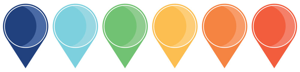Location pointer icon set. Map pins set. Location symbols collection. GPS navigation pointer. Navigation concept. Place indicator. Geolocation signs set. Geotargeting pin. Vector graphic. EPS 10