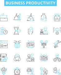 Business productivity vector line icons set. Strategy, Efficiency, Automation, Processes, Management, Excellence, Ergonomics illustration outline concept symbols and signs