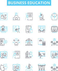 Business education vector line icons set. Business, Education, MBA, Entrepreneurship, Leadership, Finance, Management illustration outline concept symbols and signs