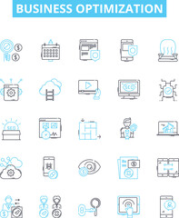 Business optimization vector line icons set. Optimize, Streamline, Automate, Enhance, Transform, Efficiency, Increase illustration outline concept symbols and signs