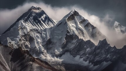 岩と氷のヒマラヤ山脈：AI作品
