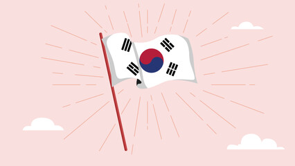 South Korea Flag Hand Drawn Vector Illustration