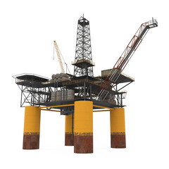 Oil Drilling Offshore Platform Isolated