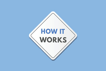 How it Works text Button. How it Works Sign Icon Label Sticker Web Buttons