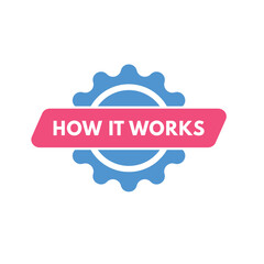 How it Works text Button. How it Works Sign Icon Label Sticker Web Buttons