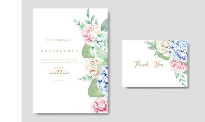 elegant floral hydrangea wedding invitation card