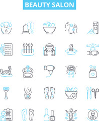 Beauty salon vector line icons set. Hair, nails, spa, styling, makeup, waxing, facial illustration outline concept symbols and signs