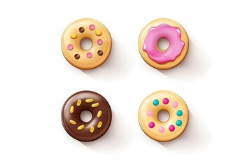 Fototapeta premium Set of colorful donuts. Generative AI.