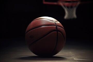 Basketball on the dark background. Generative AI.