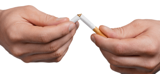 A woman breaking a cigarette, Stop smoking concept