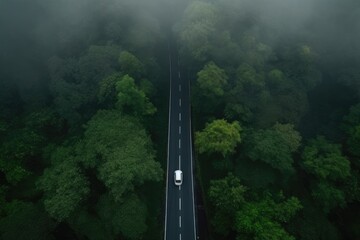 Road in the forest. Generative AI.