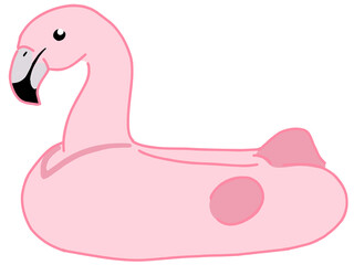 Pink flamingo swimming ring. Colorful floating rings. Beach accessory