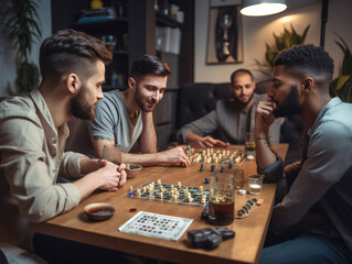 A Gay Couple Having a Game Night with Friends | Generative AI