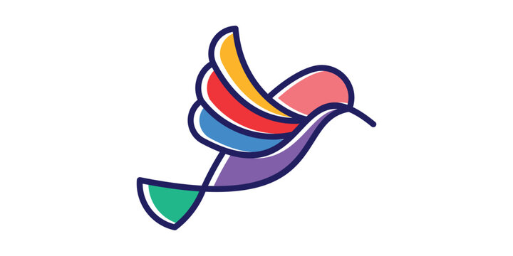 logo abstract colorful hummingbird line design icon vector illustration