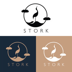 Stork bird logo icon symbol design