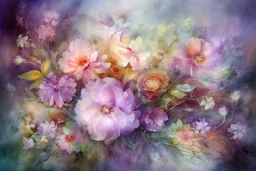 Obraz na płótnie Canvas Background with flowers. Generative AI.