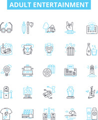 Adult entertainment vector line icons set. Adult, Entertainment, Stripping, Pornography, Videochatting, Stripclubs, Clubs illustration outline concept symbols and signs