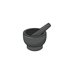 Mortar and pestle isolated vector graphics - obrazy, fototapety, plakaty