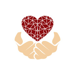 Professional logo of a hand and love icon, perfect for your business. Eye-catching and memorable design for branding
