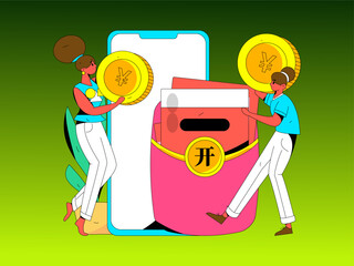 Holiday Shopping E-Commerce Online Shopping People Flat Vector Concept Operation Hand Drawn Illustration
