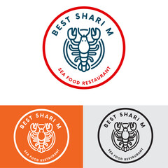 Circle shrimp fish seafood restaurant food logo
