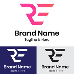 Monogram letter RE logo design