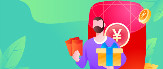 Holiday Shopping E-Commerce Online Shopping People Flat Vector Concept Operation Hand Drawn Illustration
