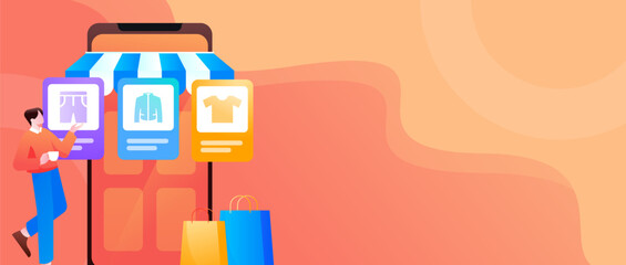 Holiday Shopping E-Commerce Online Shopping People Flat Vector Concept Operation Hand Drawn Illustration
