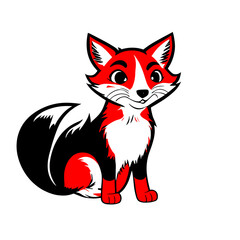 Obraz premium red fox vector illustration, fire fox, sticker, logo, cartoon