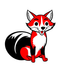 cartoon fox, vector illustration, fire fox, red fox, sticker, logo