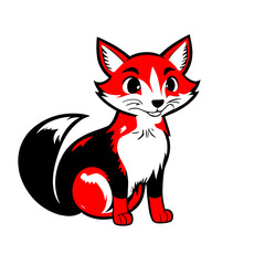 cartoon fox, vector illustration, fire fox, red fox, sticker, logo