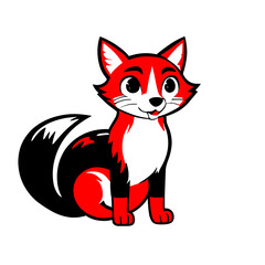 cartoon fox, vector illustration, fire fox, red fox, sticker, logo