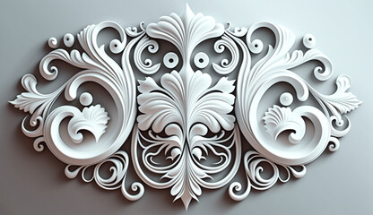 White Background with Ornate Flourishes. 3d rendering. Generative AI