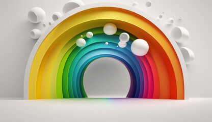 White Background with Rainbow Colors. 3d rendering. Generative AI