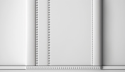 White Background with Stitched Borders. 3d rendering. Generative AI