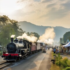 Fototapeta na wymiar steam train in the countryside.