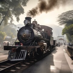 Naklejka premium steam train in the countryside.