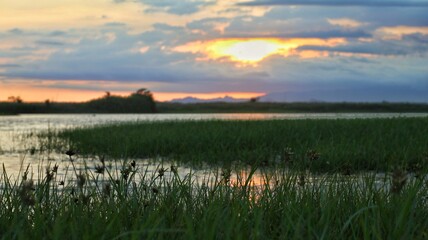 sunset over the river