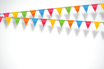 Obraz premium decorative party flags garland background for kids fun with shadow
