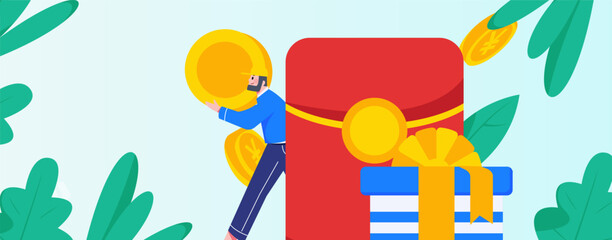 Holiday Shopping E-Commerce Online Shopping People Flat Vector Concept Operation Hand Drawn Illustration
